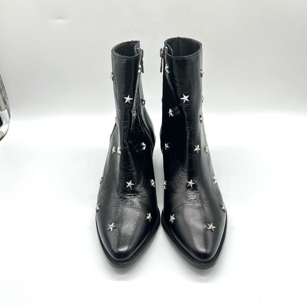 ZADIG & VOLTAIRE Womens Size 36 Tyler Vintage Stars Black Leather Ankle Boots - Picture 4 of 13